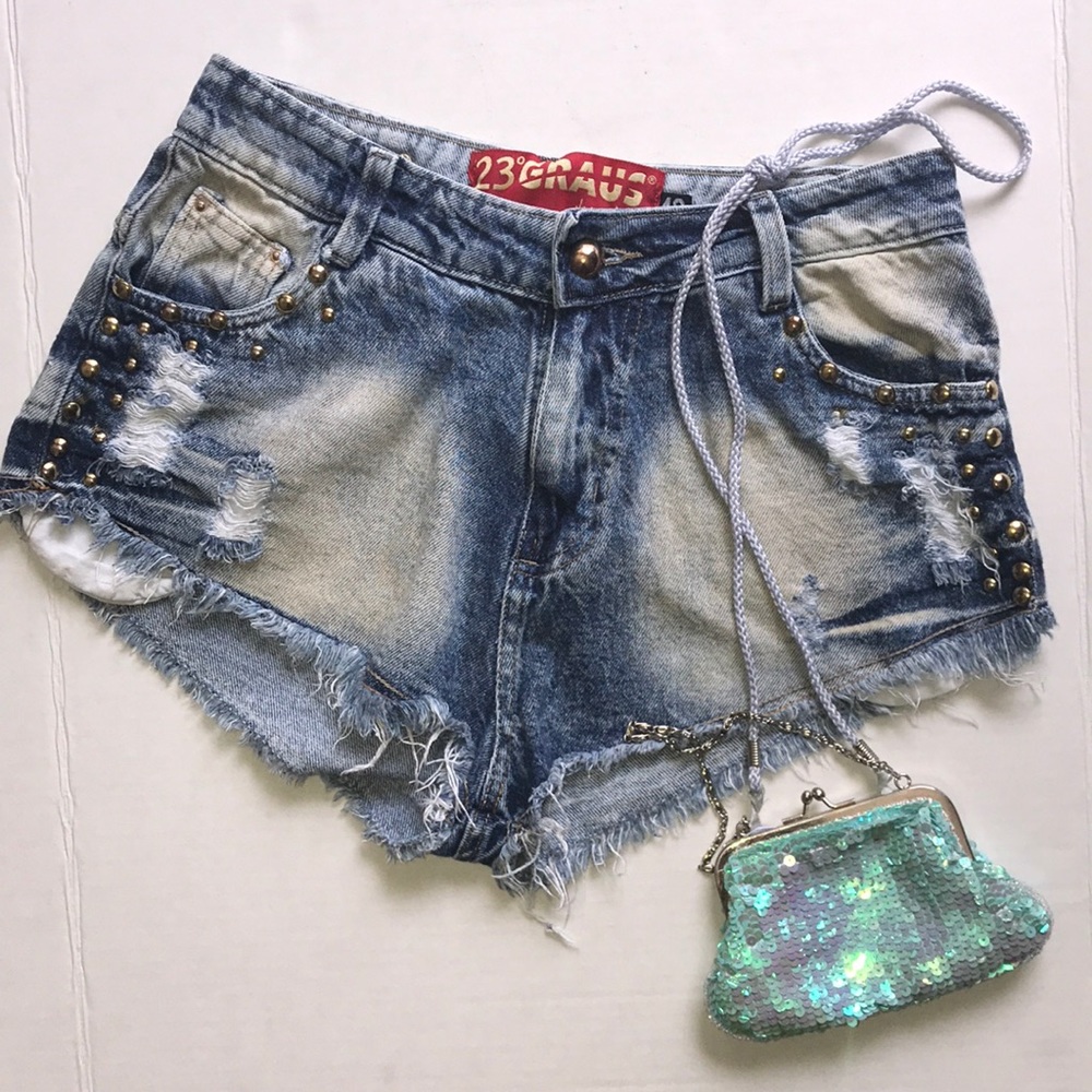 23 Graus Acid Wash destroyed Jean Shorts size 42
